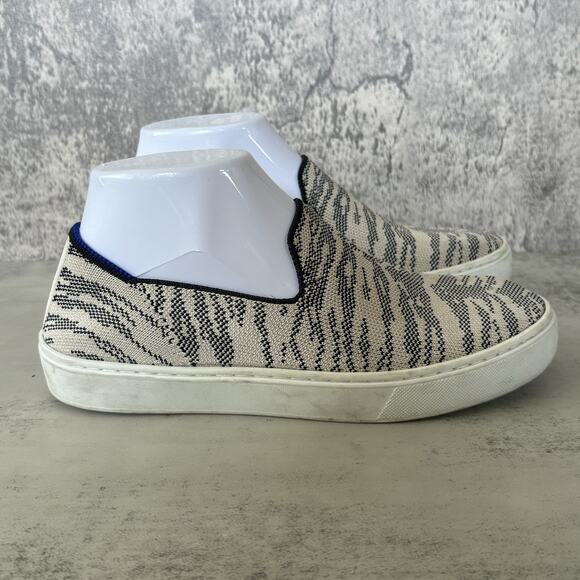 Rothy's Women's Sz 6.5 The Original Slip On Sneaker Maritime Tiger Stripe White - Picture 4 of 8